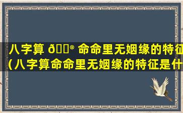 八字算 💮 命命里无姻缘的特征（八字算命命里无姻缘的特征是什么）